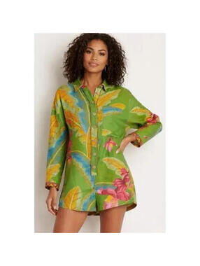 NEW, Farm Rio Banana Leaves Romper in Green multi Sz XL #MD1606